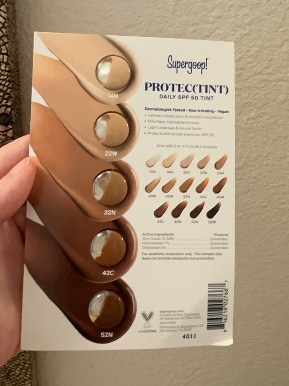 Supergoop Protec(Tint) Daily SPF 50 Tint Foundation Sampler 14N 22W 32N 42C 52N